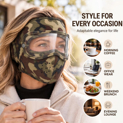 Winter Windproof Warm Face Mask with HD Protective Goggles