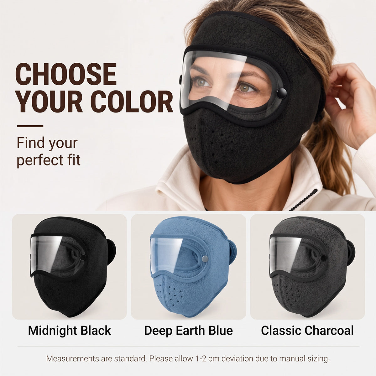 Winter Windproof Warm Face Mask with HD Protective Goggles