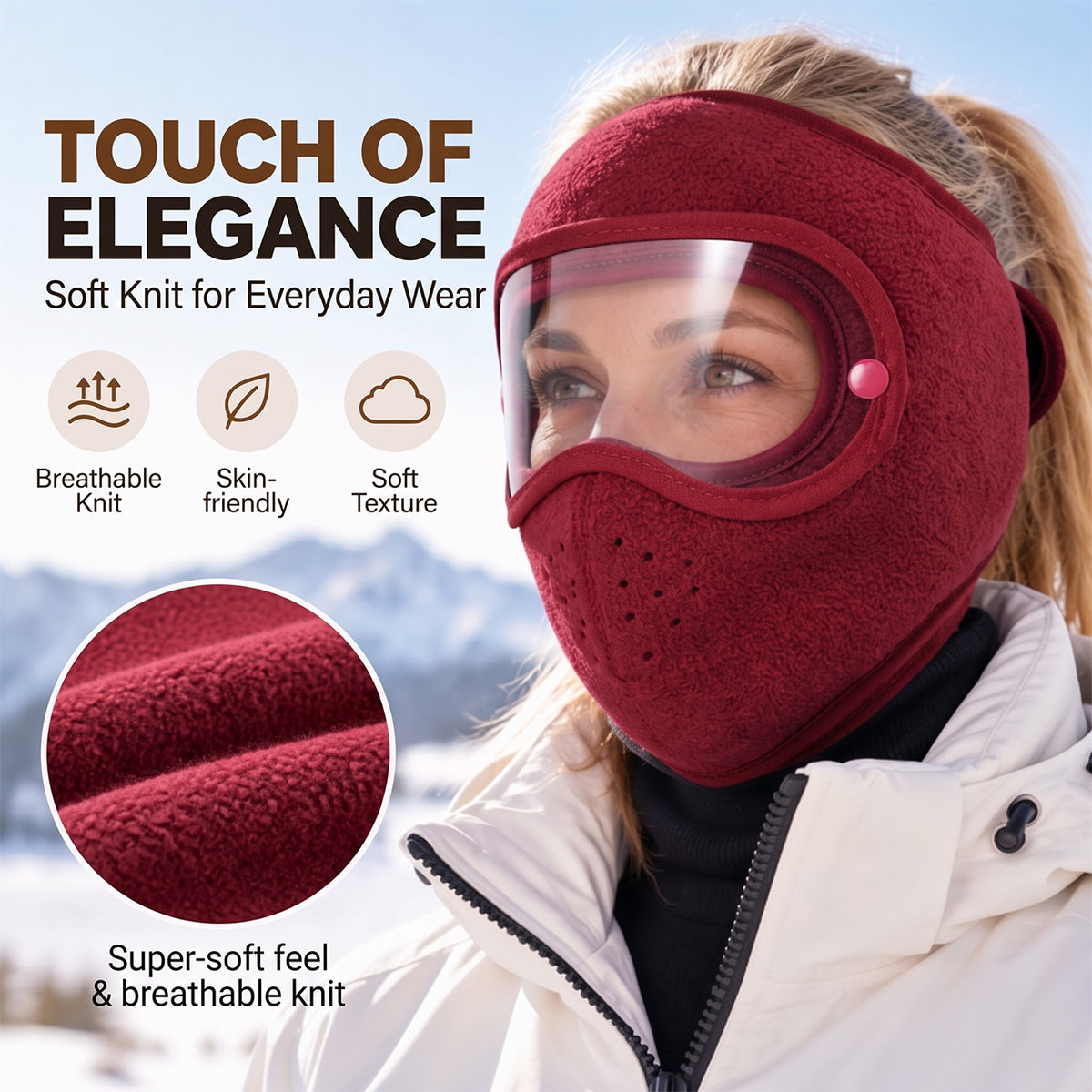 Winter Windproof Warm Face Mask with HD Protective Goggles