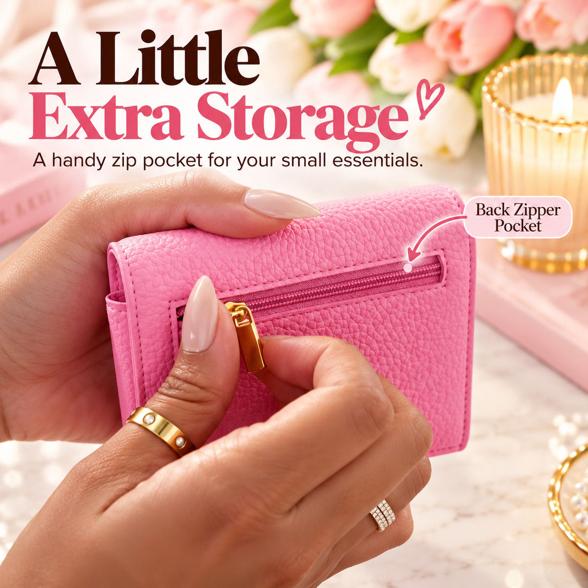 Women's Textured Wallet with Card Slots, Cash Compartment & Zipped Coin Pocket