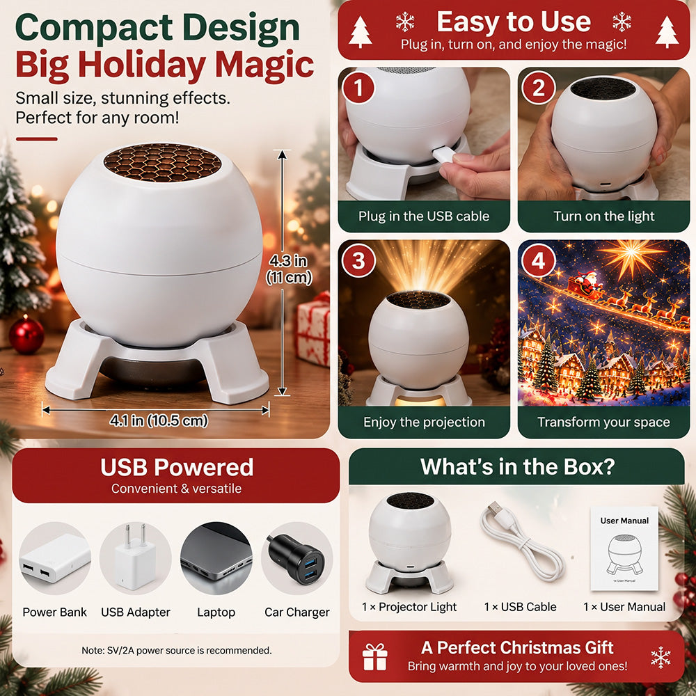 🎄 Turn Any Room Into a Christmas Wonderland – Holiday Projection Night Light