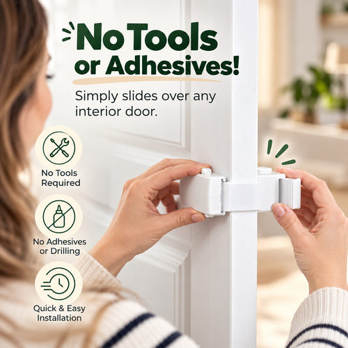 Childproof Interior Door Safety Lock – Snap-On Door Latch