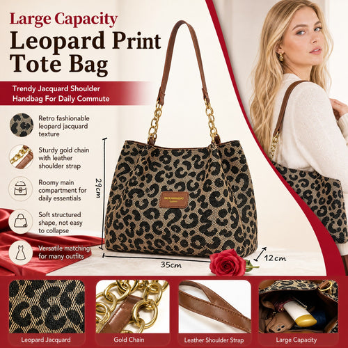 🎁2026 New Arrivals💥Large Capacity Tote Bag with Leopard Print