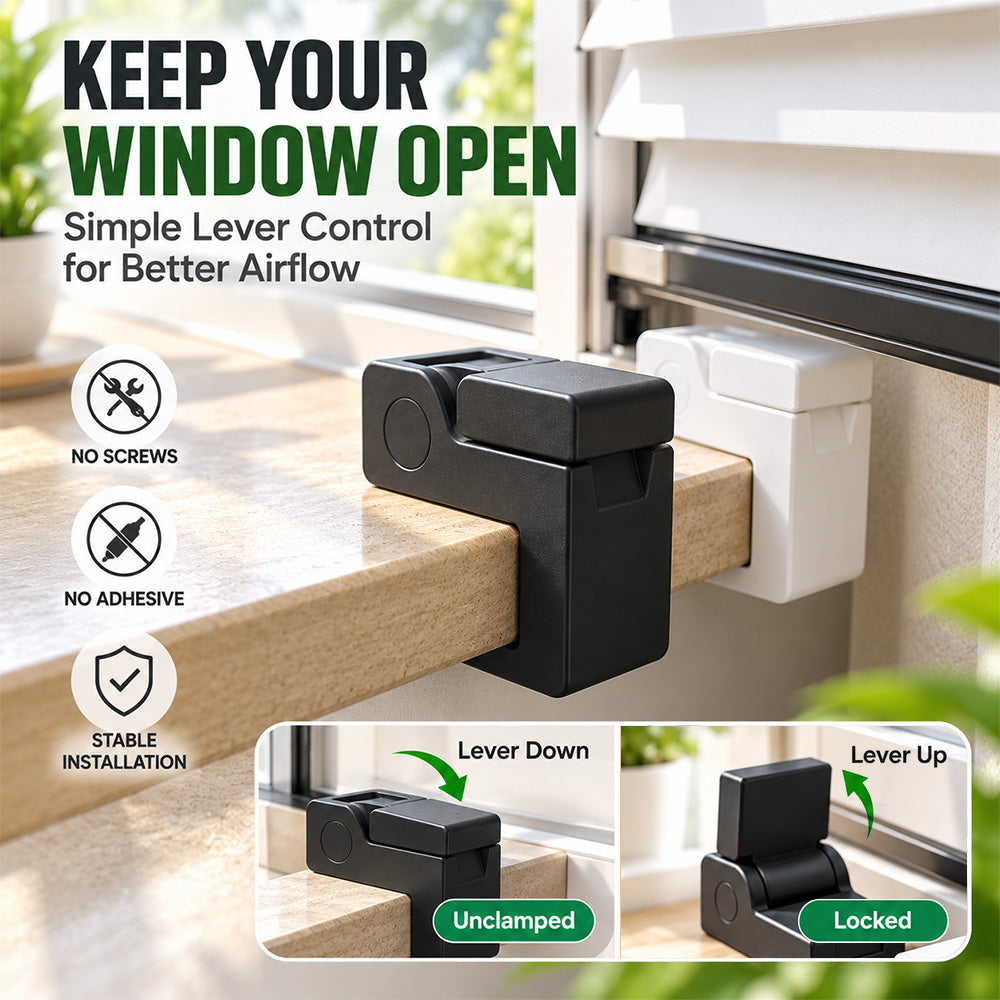 Portable Window Restrictor – Simple Window Stopper for Secure Ventilation & Fresh Air
