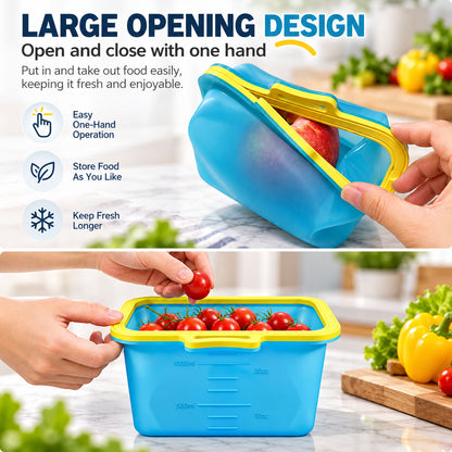 ✨ Reusable Magnetic Silicone Food Storage Bag | Leakproof & Space-Saving Kitchen Essential