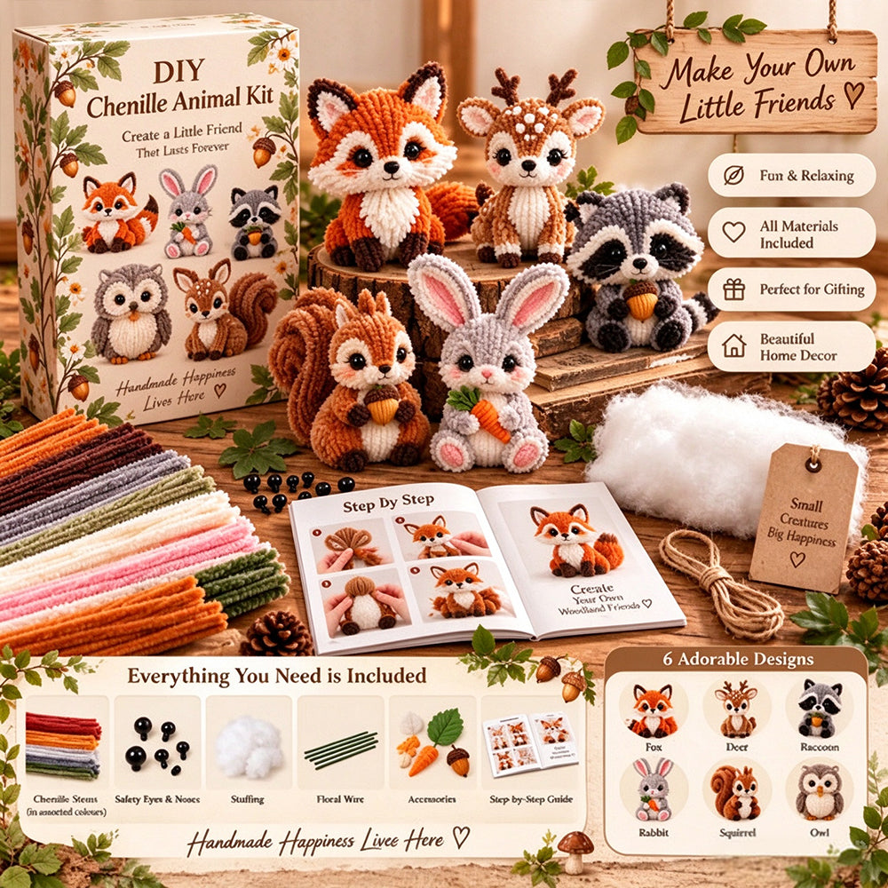 🐿️diy Chenille Animal Kit, Make Your Own Woodland Friend Craft Set