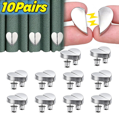 10 Pcs Heart-shaped Curtain Magnetic Clips