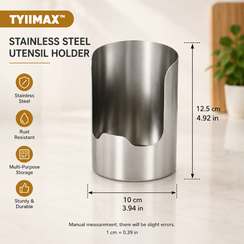 TYIIMAX™ Thickened Stainless Steel Utensil Holder – Rust-Resistant Kitchen Countertop Organizer for Spoons, Spatulas, Chopsticks & Multi-Purpose Storage