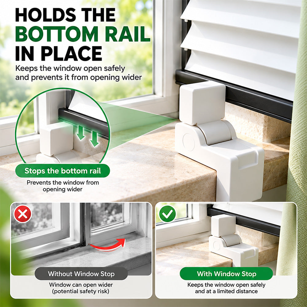 Portable Window Restrictor – Simple Window Stopper for Secure Ventilation & Fresh Air