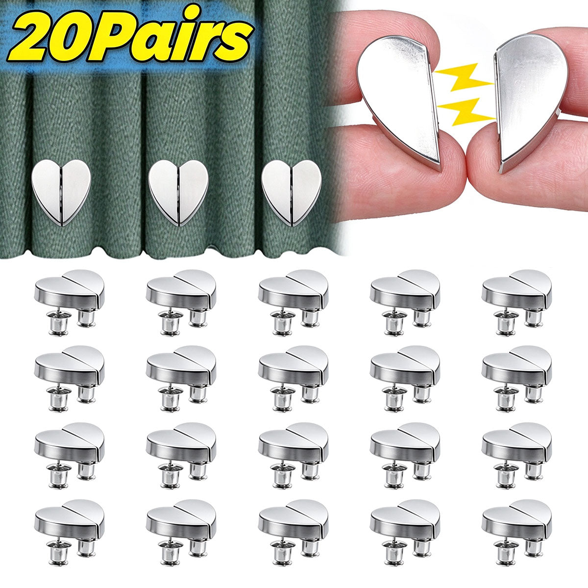 10 Pcs Heart-shaped Curtain Magnetic Clips