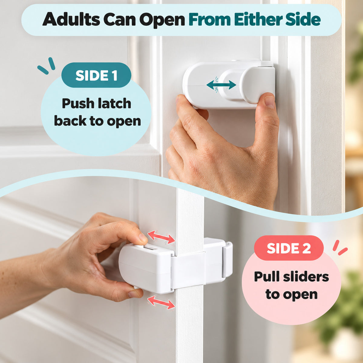 Childproof Interior Door Safety Lock – Snap-On Door Latch