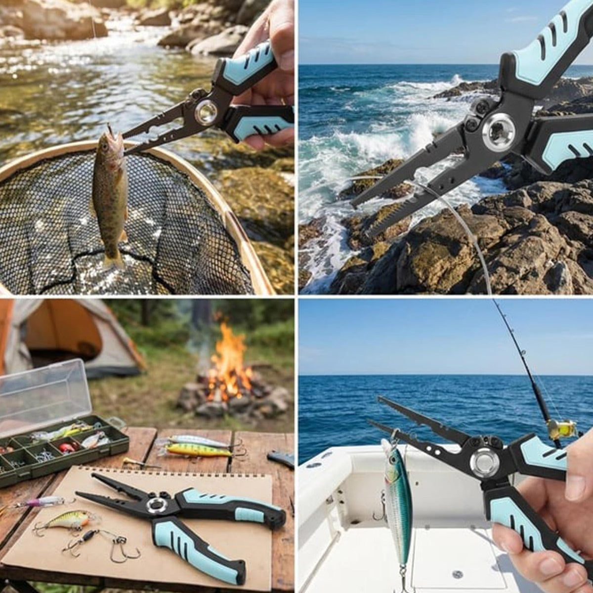 Multifunctional Fishing Pliers with Line Cutter – Lightweight & Locking Design