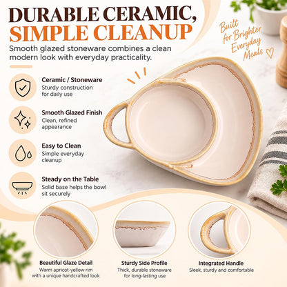 Ceramic Soup & Toasty Bowls with Handles – Rustic Reactive Glaze Design