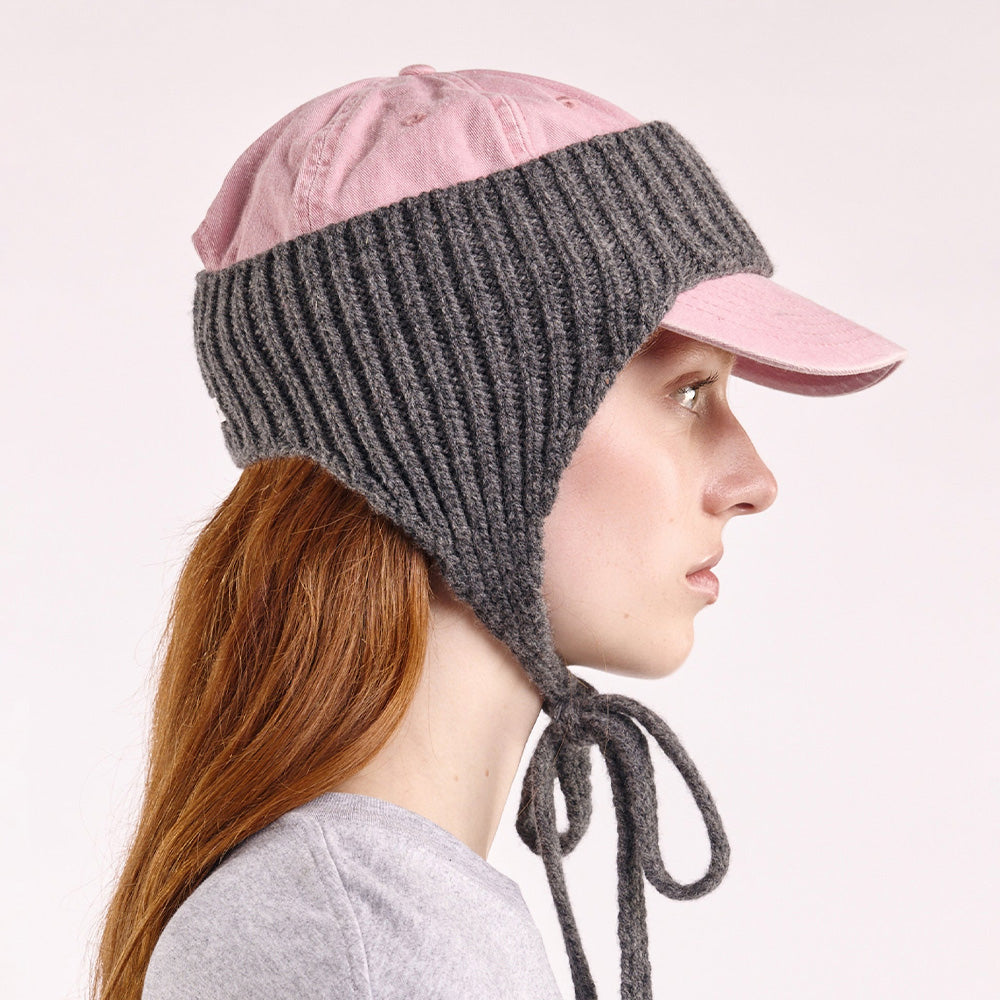 Wool Ear Warmer Headband with Ties – Dark Grey
