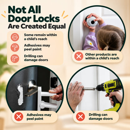 Childproof Interior Door Safety Lock – Snap-On Door Latch