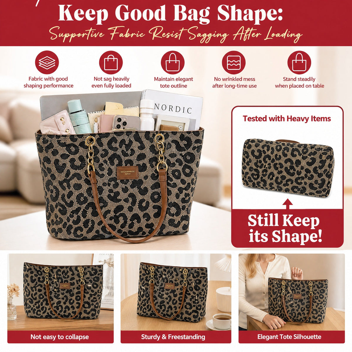 🎁2026 New Arrivals💥Large Capacity Tote Bag with Leopard Print