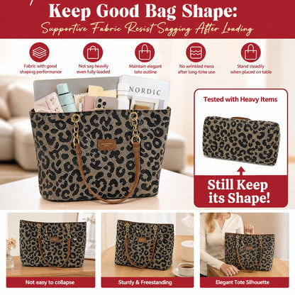 🎁2026 New Arrivals💥Large Capacity Tote Bag with Leopard Print