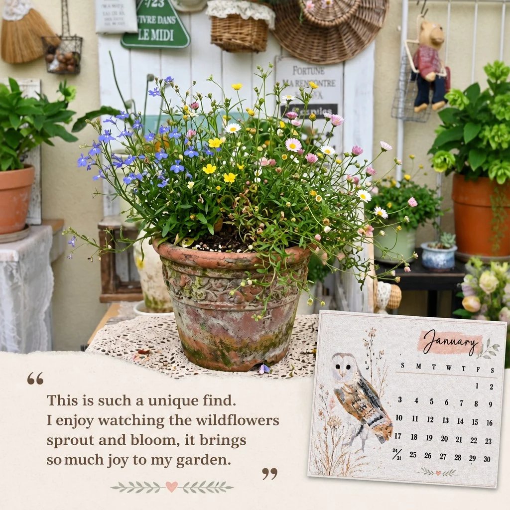 🌱Plantable Wildflower Calendar 2027 – Seed Paper Desk Calendar🌸