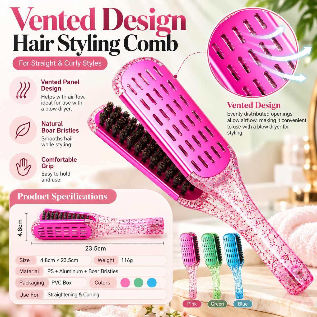 TYII™ Double-Sided Hair Styling Comb for Smoothing & Detangling