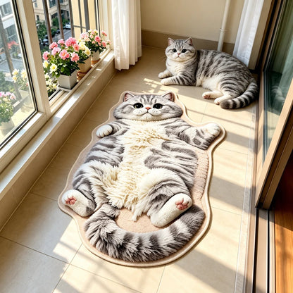 Chubby Tabby Cat Shaped Rug 🐱🤎