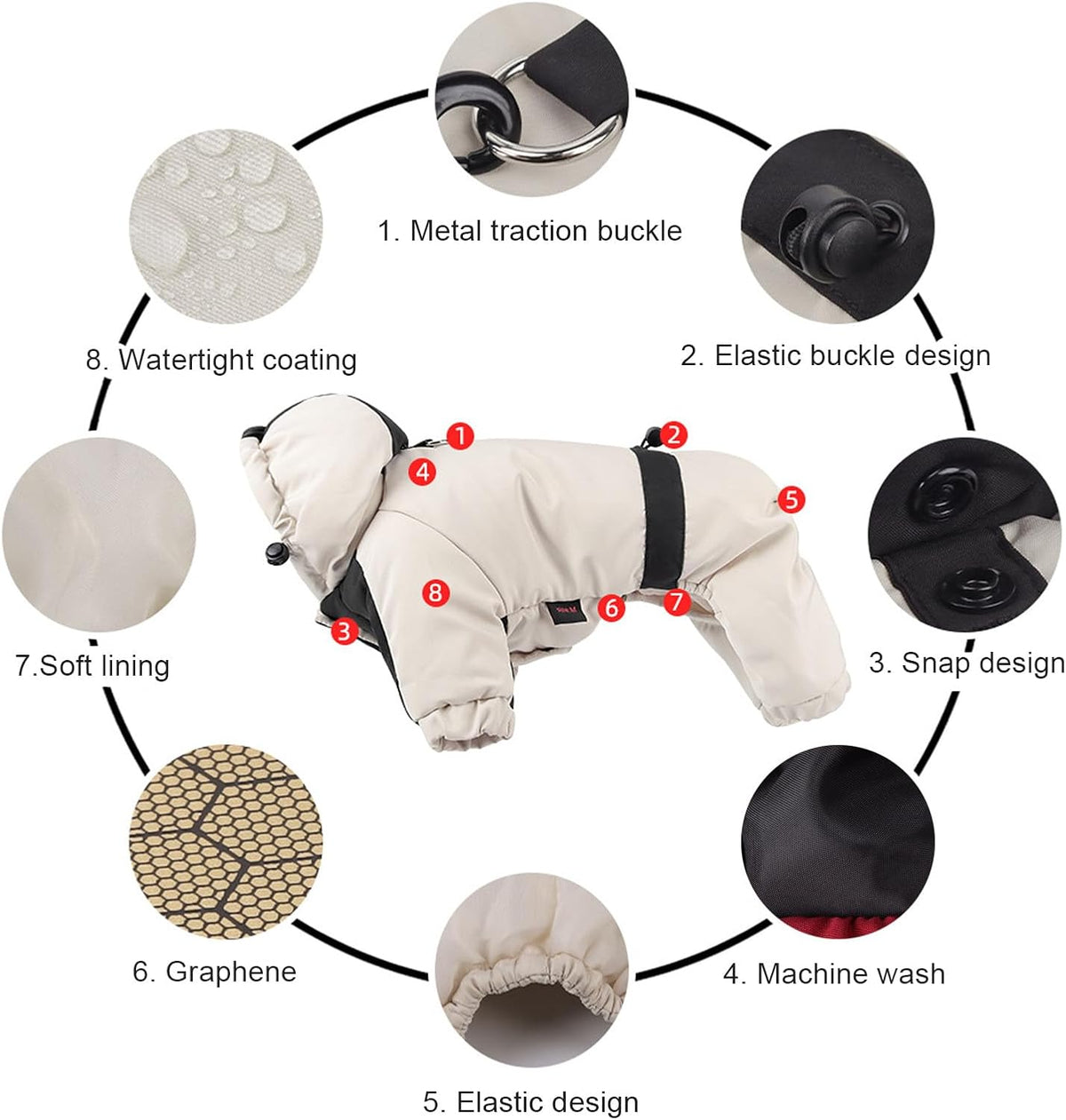 Pet Winter Warm Coat with Hood – Graphene Heated Waterproof Dog Jacket