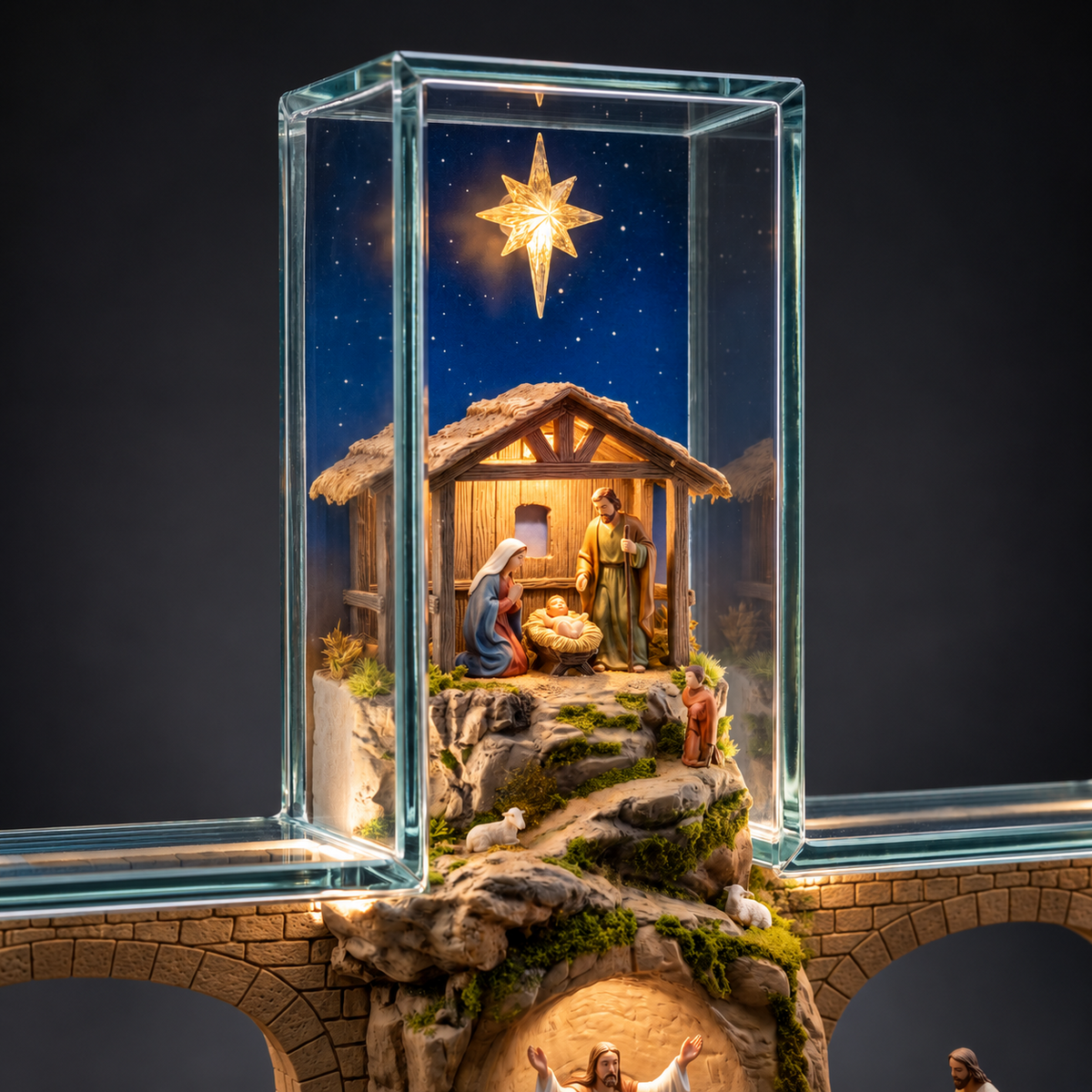 Lighted Life of Jesus Christ Wall Art Cross