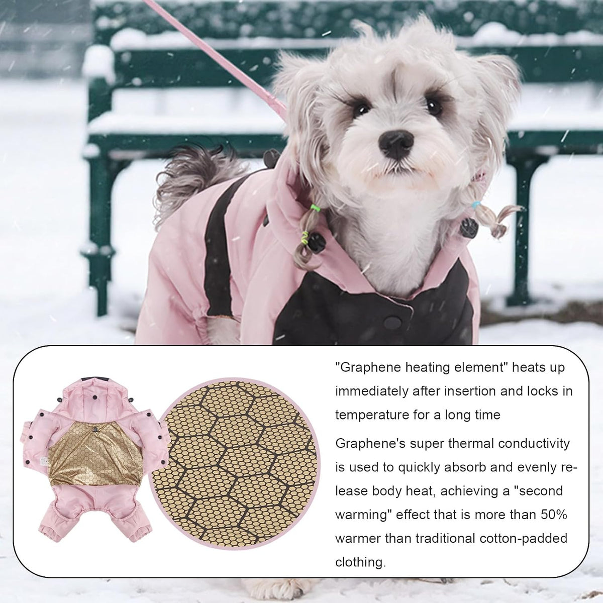 Pet Winter Warm Coat with Hood – Graphene Heated Waterproof Dog Jacket