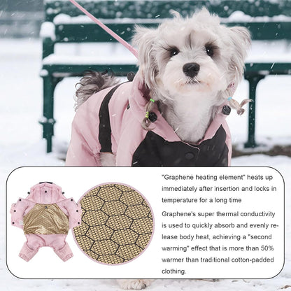 Pet Winter Warm Coat with Hood – Graphene Heated Waterproof Dog Jacket