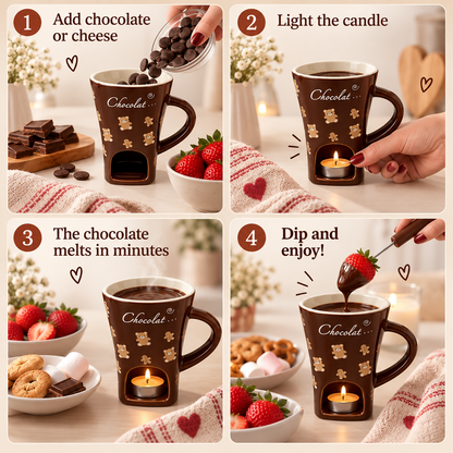 Mini Ceramic Fondue Mug Set with Fork