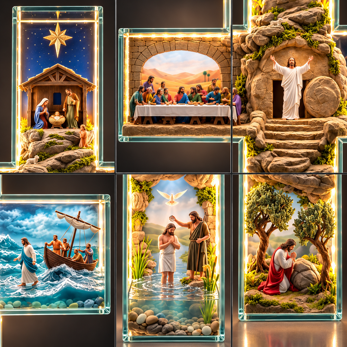 Lighted Life of Jesus Christ Wall Art Cross