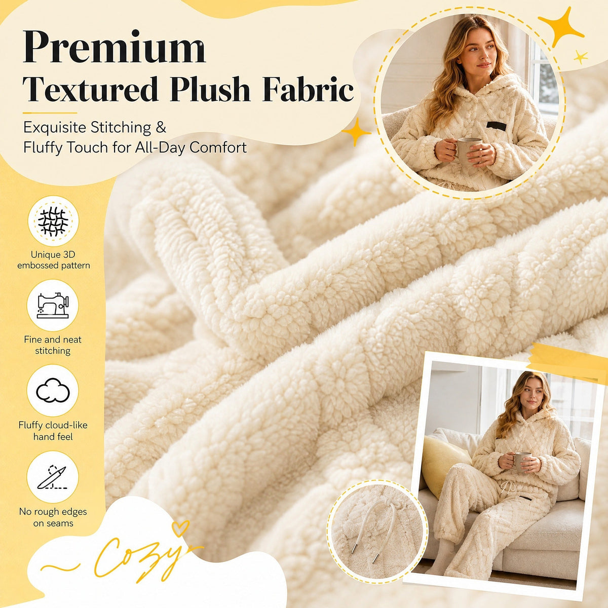 🍂 Embossed Geometric Plush Set – Timeless Comfort & Effortless Style For Every Occasion🍂