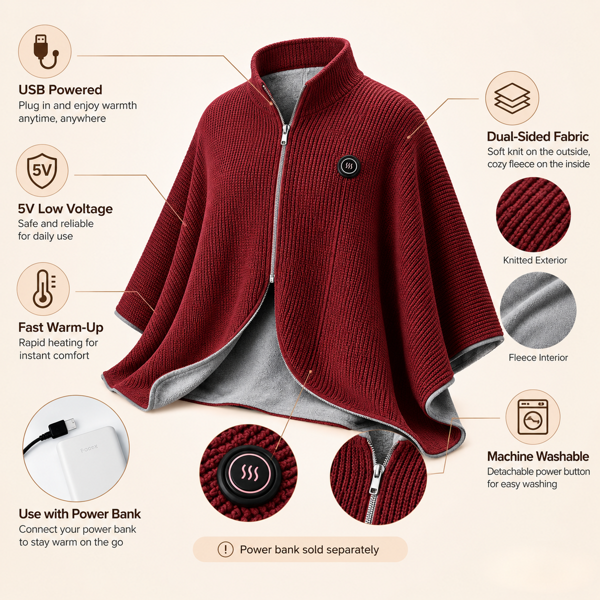 Red heated shawl