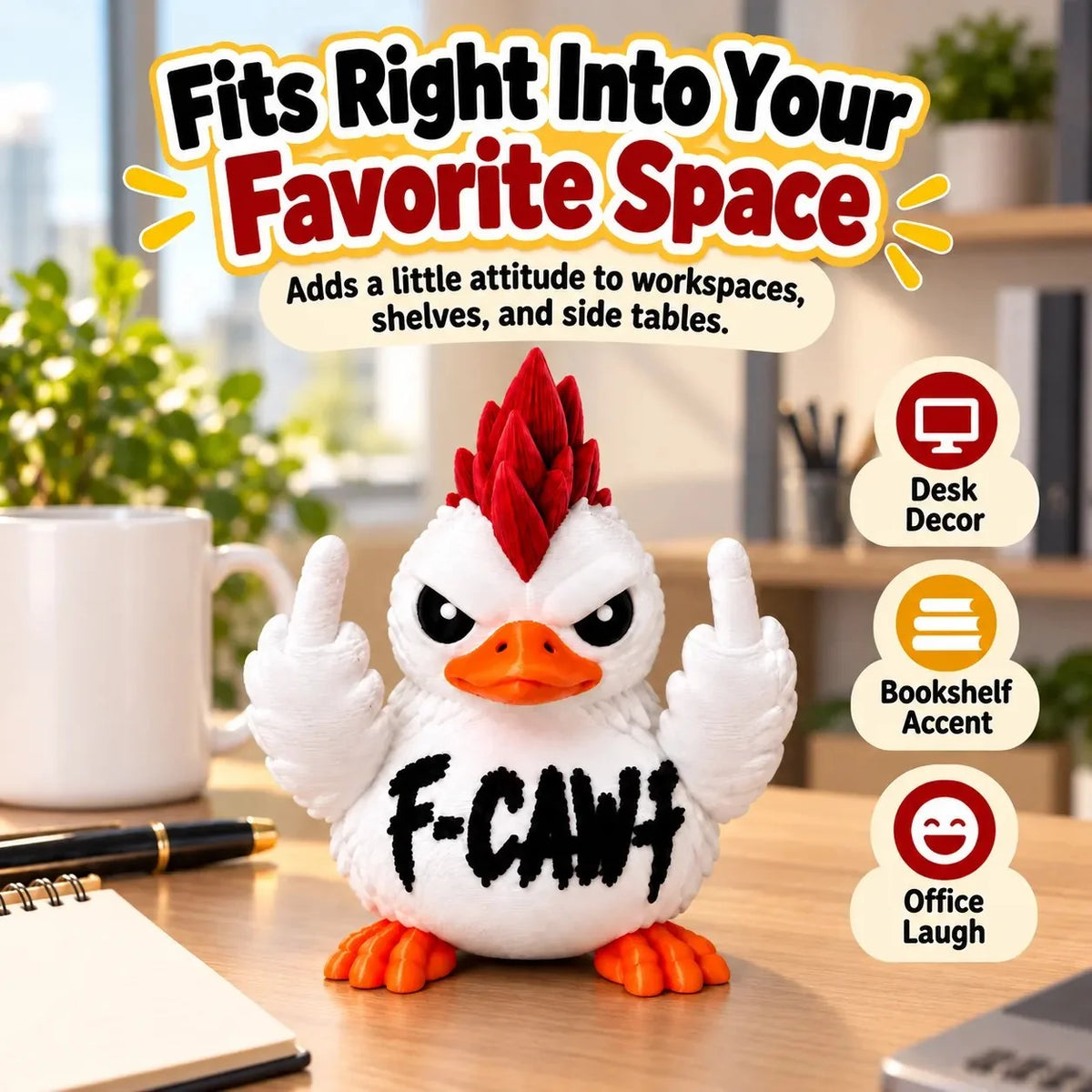 Funny Attitude Desk Buddies – Bad Attitude Duck & Grumpy Raven