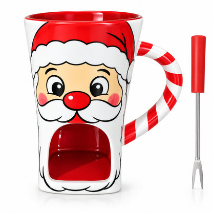 🍪Ceramic Chocolate and Cheese Fondue Melter Mug with Fork☕