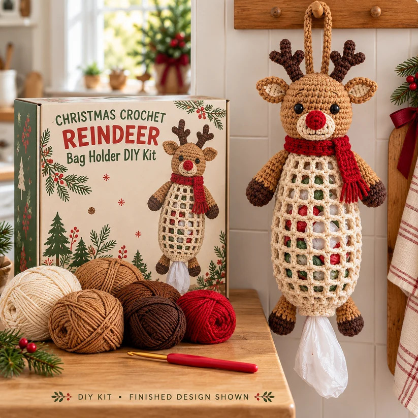 Crochet Animal Bag Holder DIY Kit – Cute & Functional Hanging Storage Craft Kit