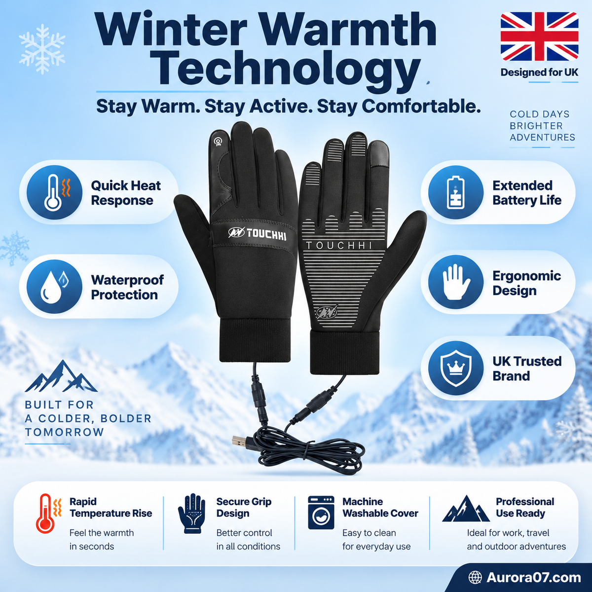 Winter Outdoor Warm Electric Heated Gloves
