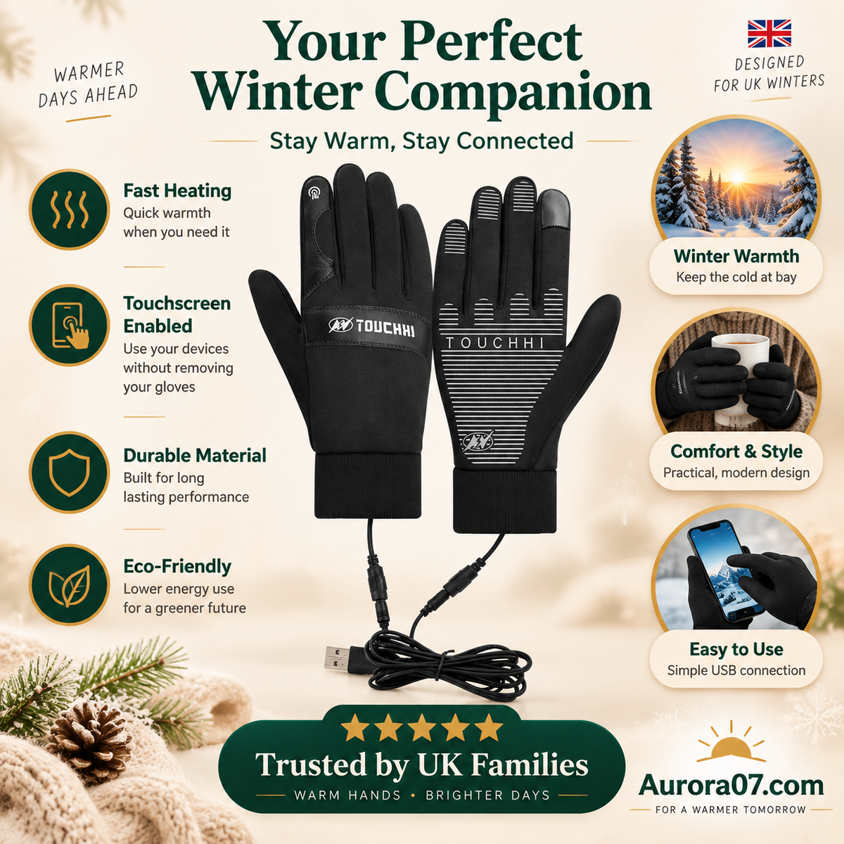 Winter Outdoor Warm Electric Heated Gloves