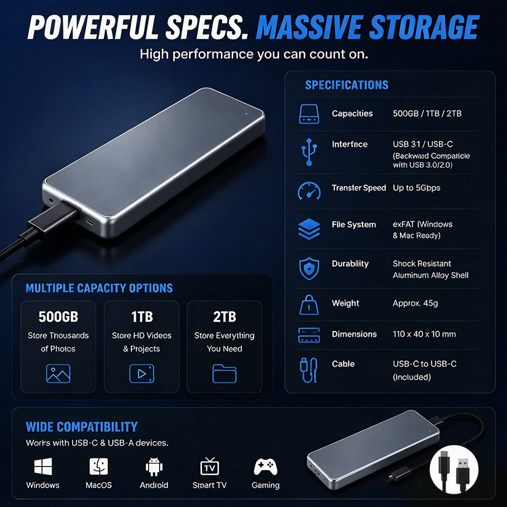 Portable External SSD – Protect Your Photos, Videos & Important Files