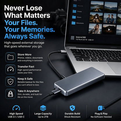 Portable External SSD – Protect Your Photos, Videos & Important Files