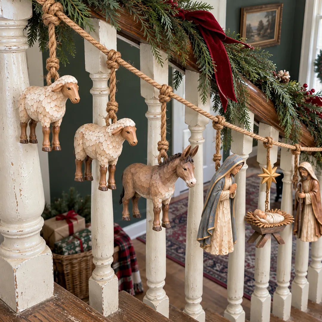 🔥 50% off | ✝️🎄 Handmade wooden garland with nativity scene