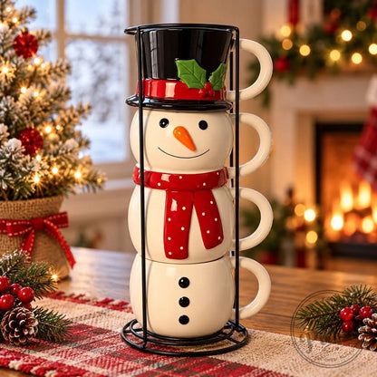 TYII™ Christmas Stackable Ceramic Mugs – Festive Holiday Drinkware & Gift Set