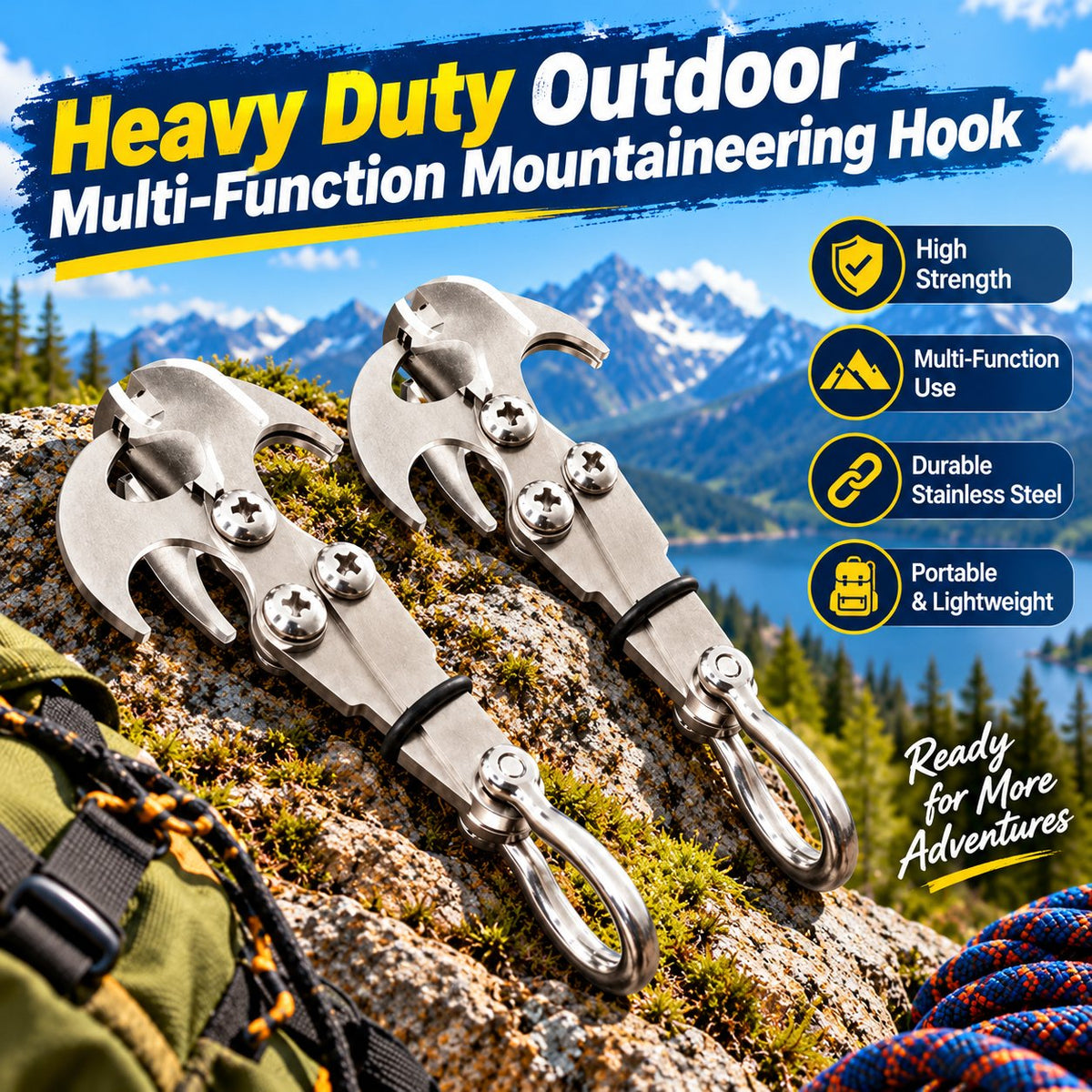 Heavy-Duty Multifunctional Outdoor Mountaineering Grappling Hook