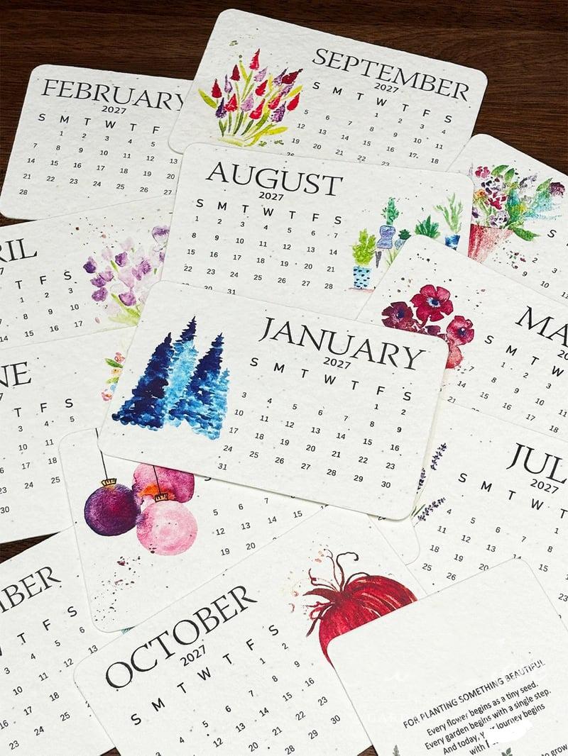 🌱The 2027 Living Botanical Desk Calendar | Zero-Waste Hand-Painted Art Edition