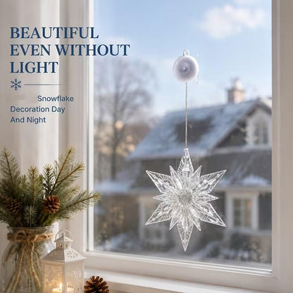 🎄❄️ DIY Christmas Snowflake Suction Cup LED Lights ✨ | Battery Operated, Warm & Multi-Colour, Window Suction Lights, Christmas Home & Party Decor