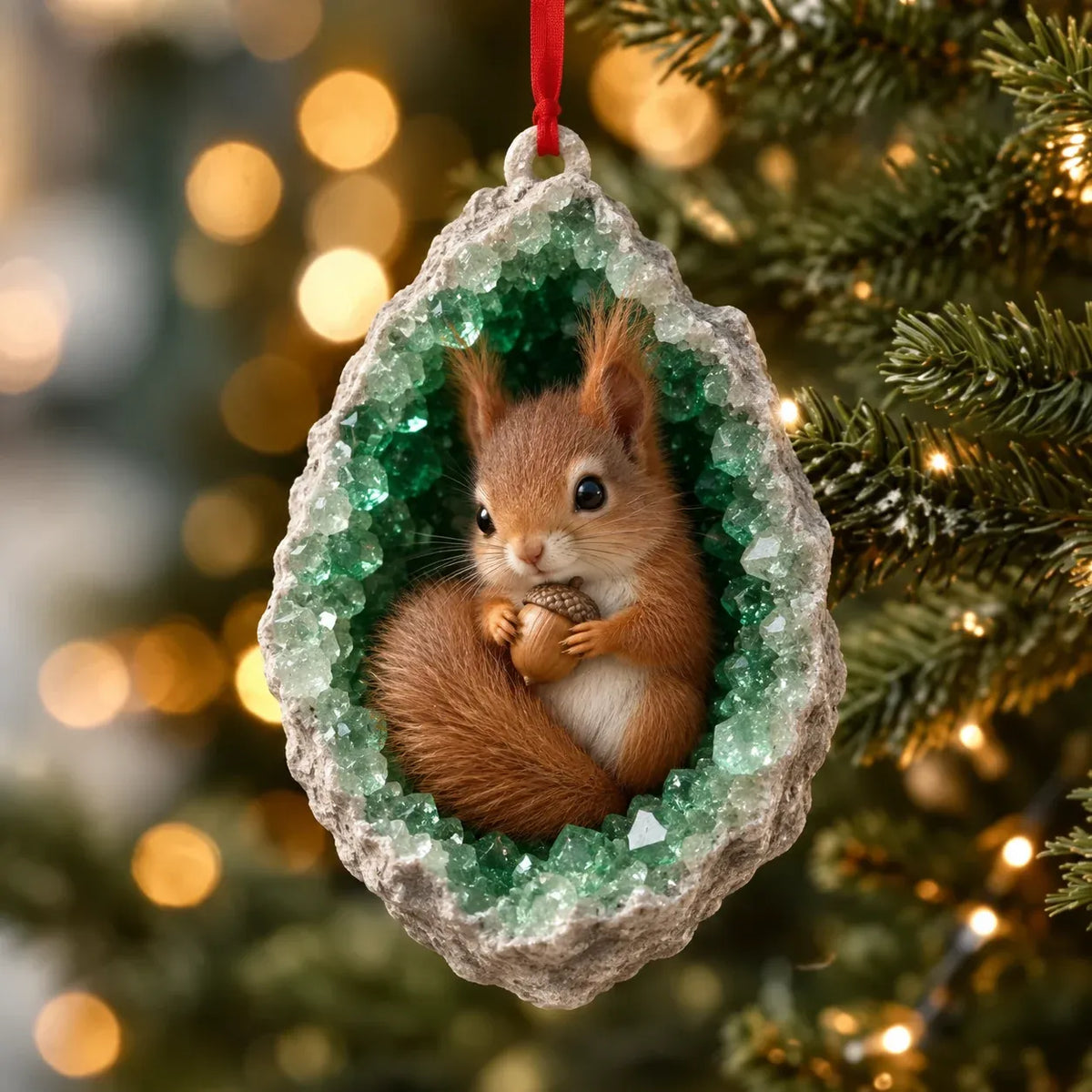 🎄 Woodland Geode Animal Ornaments – Tiny Christmas Friends Hidden in Crystal Magic