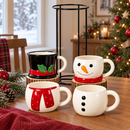 TYII™ Christmas Stackable Ceramic Mugs – Festive Holiday Drinkware & Gift Set
