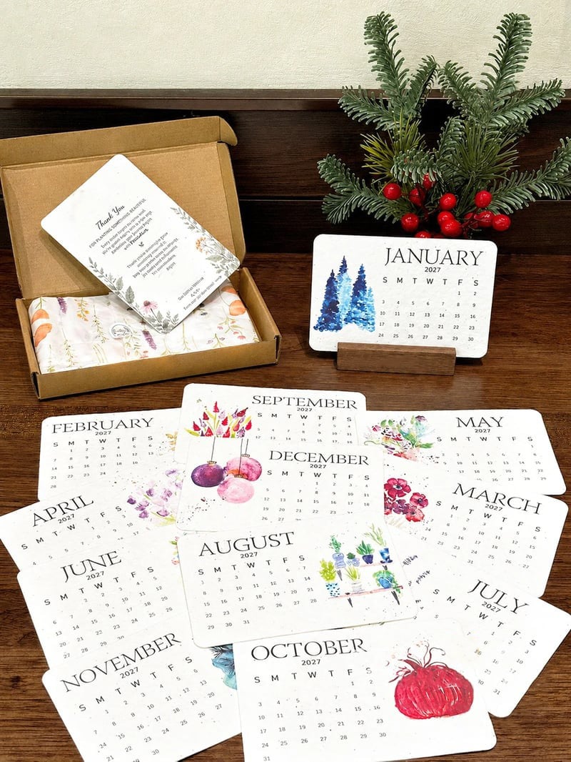 🌱The 2027 Living Botanical Desk Calendar | Zero-Waste Hand-Painted Art Edition