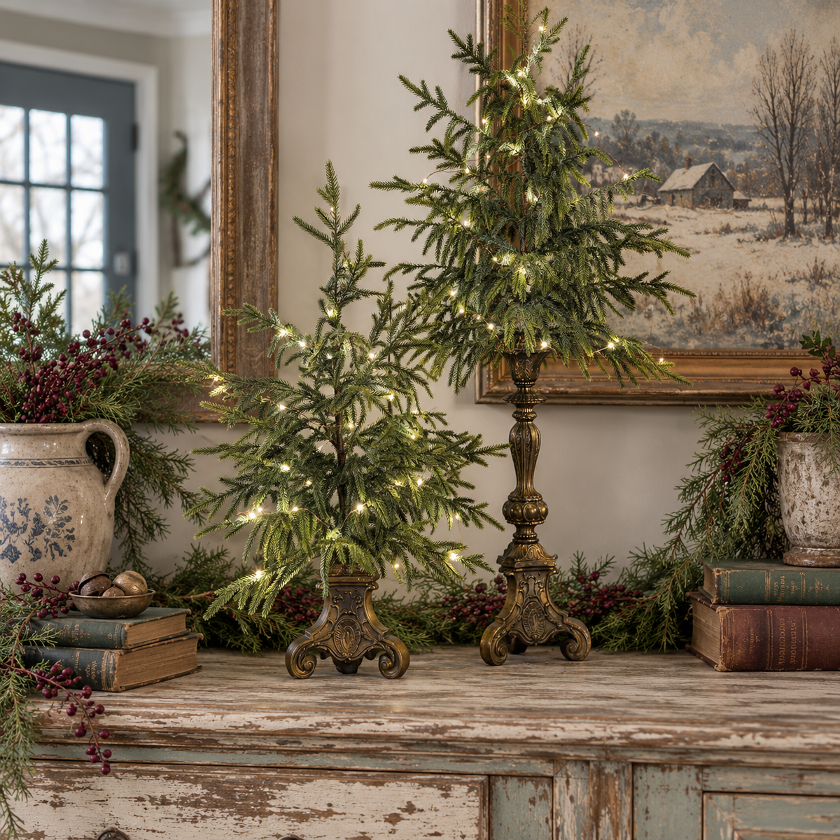 🎄Vintage Lighted Norfolk Pine Trees