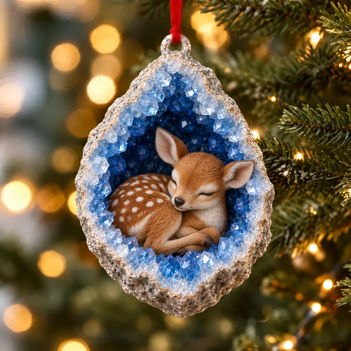 🎄 Woodland Geode Animal Ornaments – Tiny Christmas Friends Hidden in Crystal Magic
