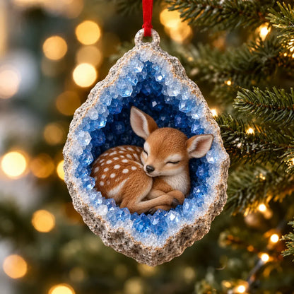 🎄 Woodland Geode Animal Ornaments – Tiny Christmas Friends Hidden in Crystal Magic